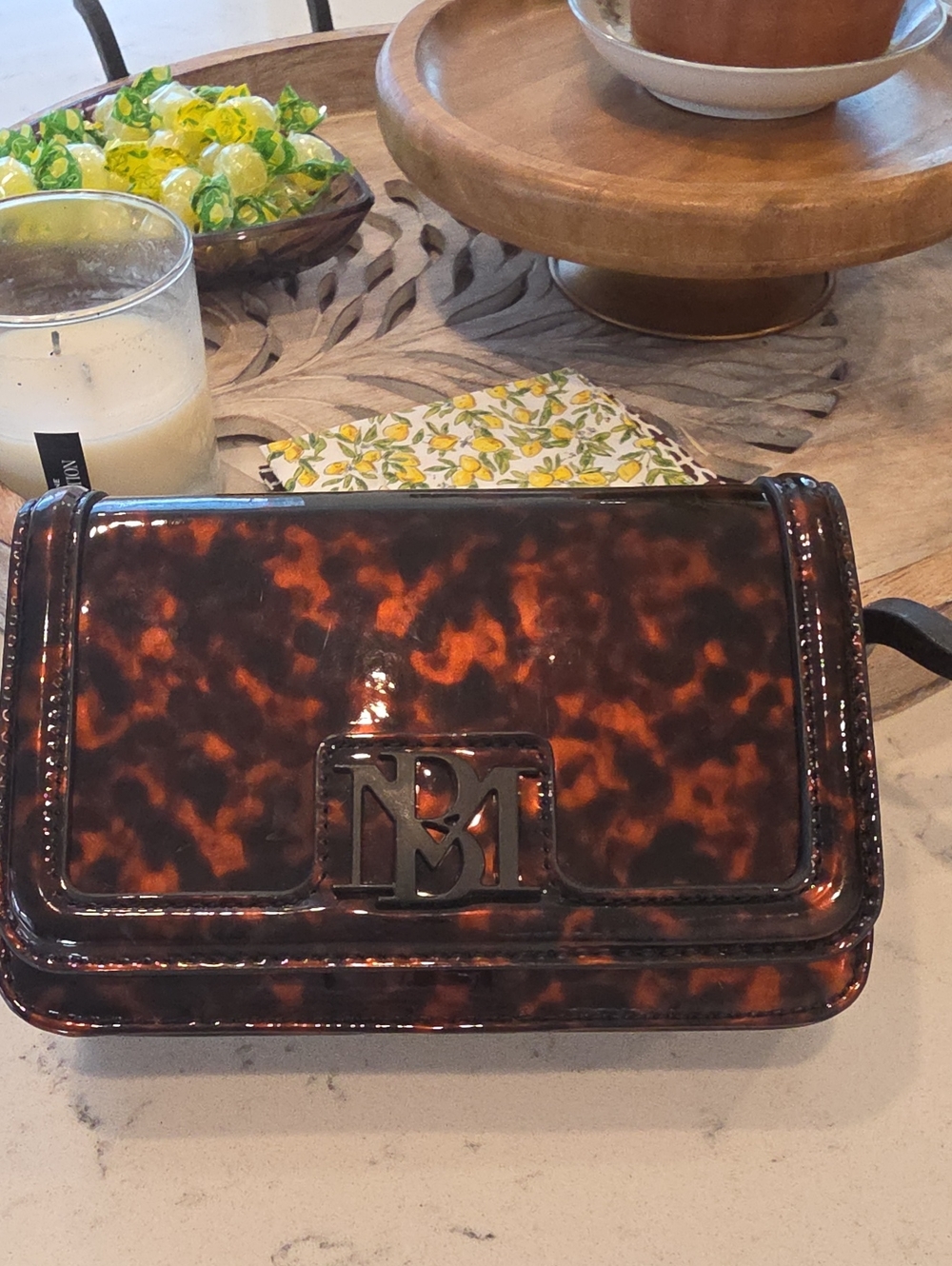 Badgley Mischka Tortoiseshell Patent Mini Bag